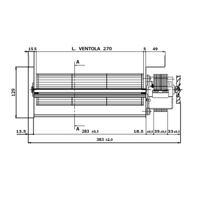Tangentiële ventilator Fergas voor pelletkachels Edilkamin en anderen met Ø80 mm, Flow 337 m³/h - Fergas