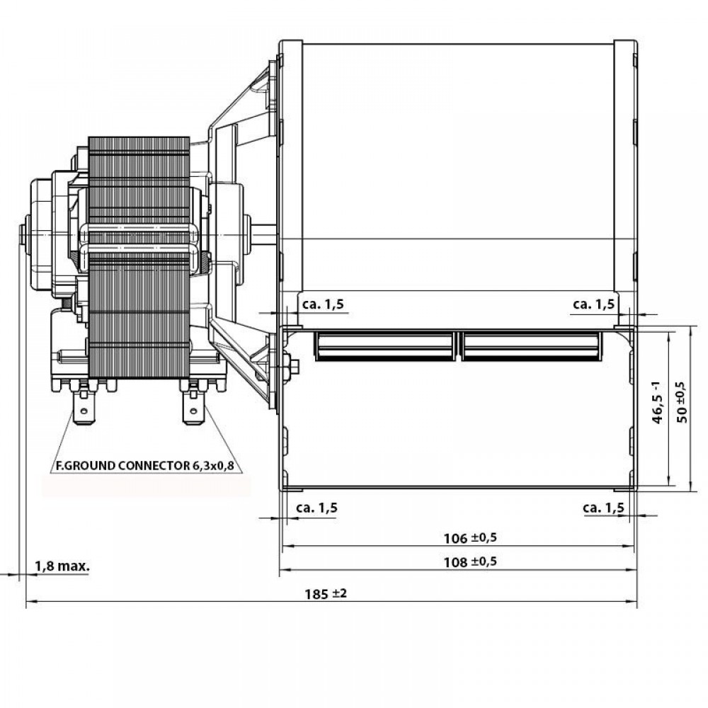 Centrifugaalventilator EBM voor pelletkachels Anselmo Cola, Cadel, Edilkamin, MCZ, La Nordica, Caminetti Montegrappa, Palazzetti, Sicalor en anderen, debiet 210 m³/h | Ventilatoren en blazers voor pelletkachel | Pelletkachel onderdelen |
