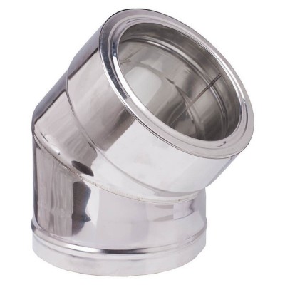 Dubbelwandige bocht kachelpijp 45°, RVS AISI 304, Isolatie, Ф100-150 - Productenvergelijking