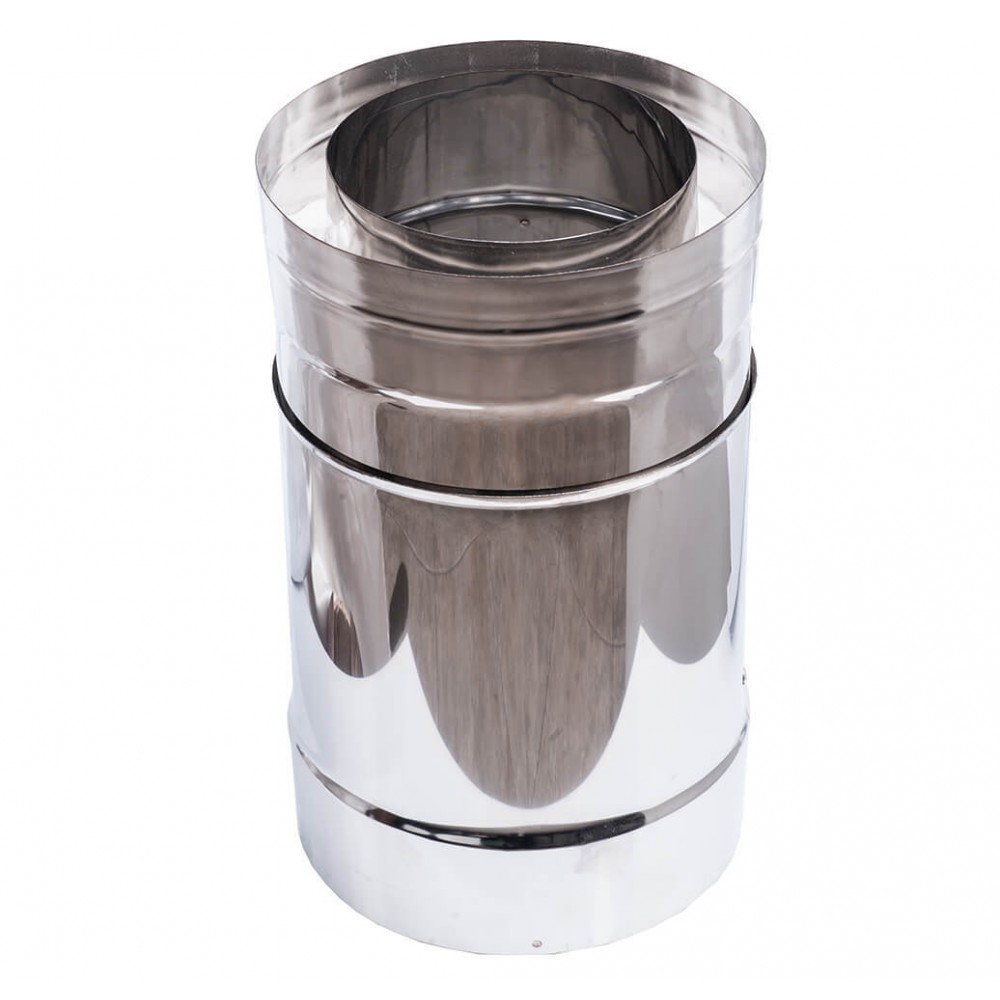 Telescopisch dubbelwandig rookkanaal, RVS AISI 304, Recht, Geïsoleerd, Lengte 30 - 50cm, Ф80-130 - Ф300-350