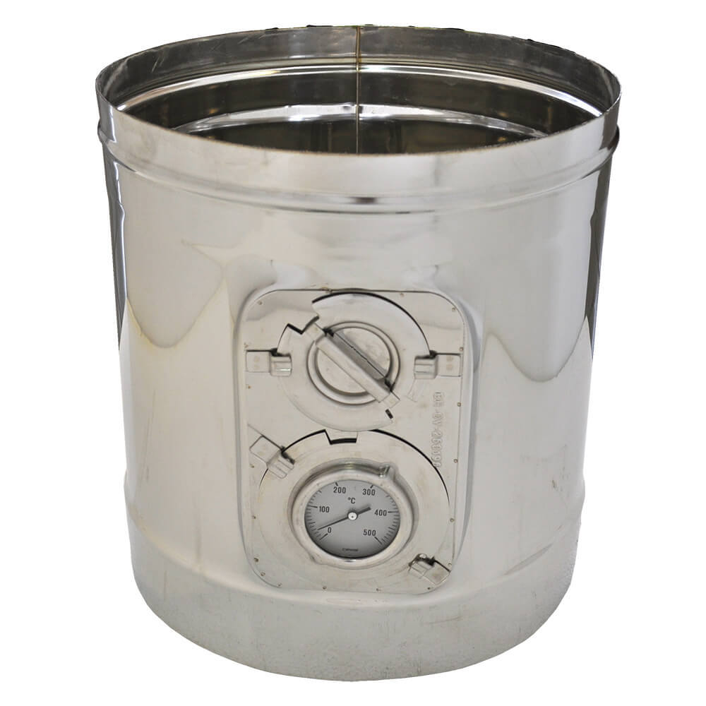 Inspectie-element met thermometer, RVS AISI 304, Recht, Ф180 | Rookkanaal | Schoorstenen |