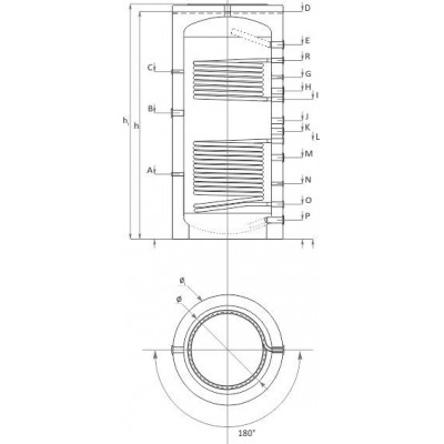 Buffervat Sunsystem, Model PR2 1000, Capaciteit 1000L, Twee warmtewisselaar spoelen Tank - Buffervaten