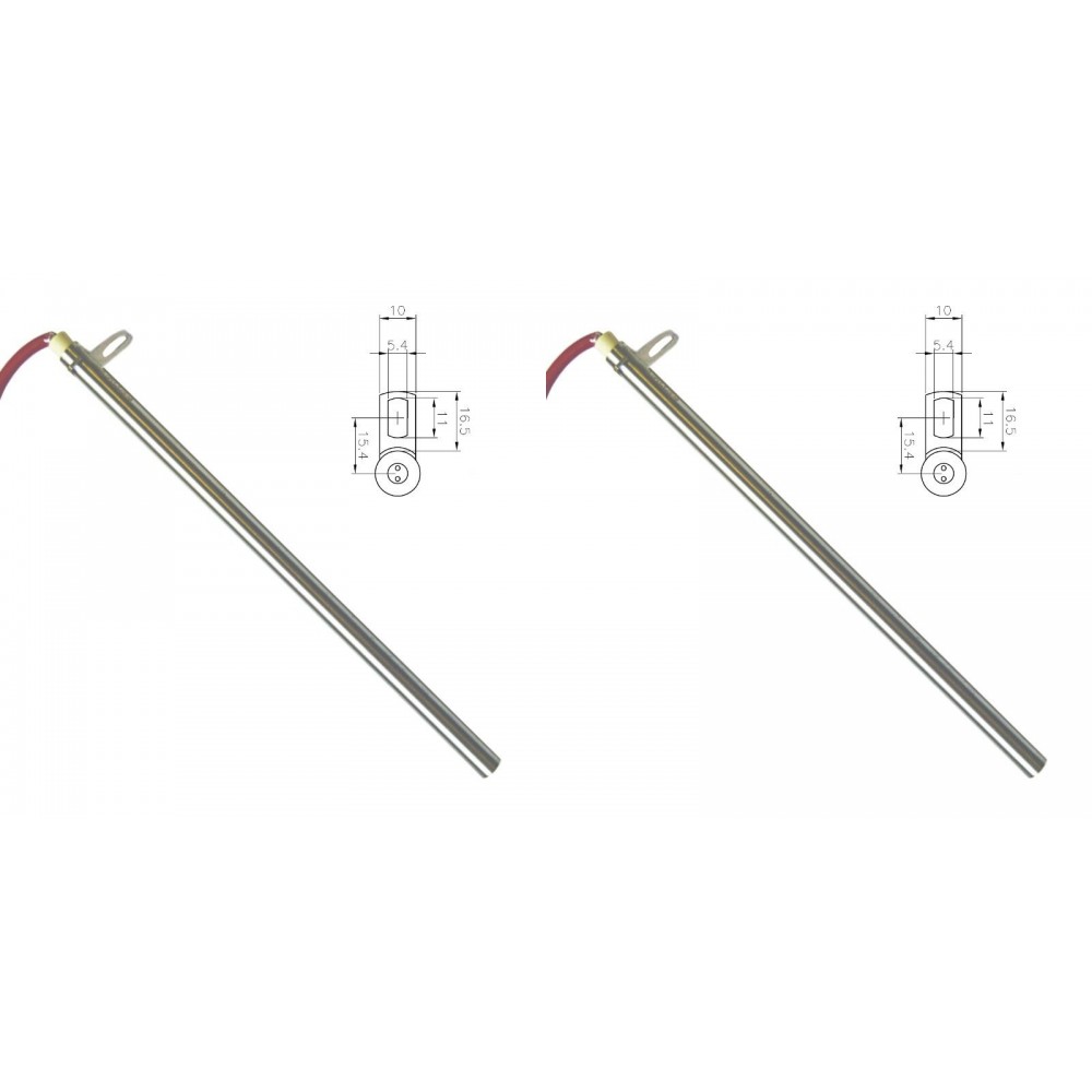 Gloeibougie pelletkachel Edilkamin en anderen, totale lengte 280mm, 470W - x2 | Gloeibougie voor pelletkachel | Pelletkachel onderdelen |