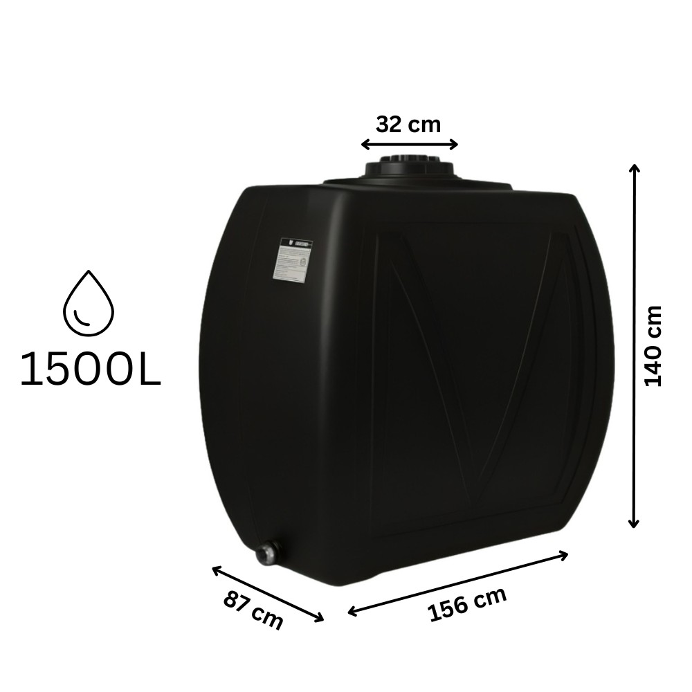 Zwarte horizontale drinkwatertank