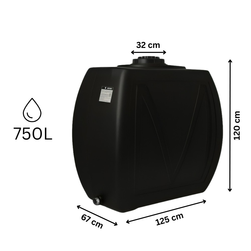 Zwarte horizontale drinkwatertank